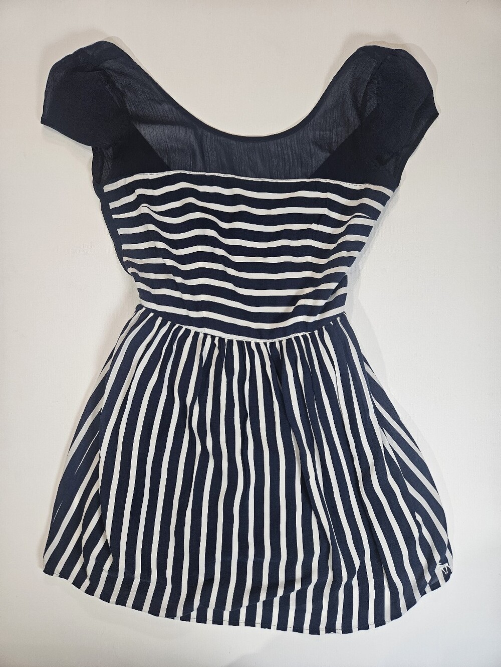 Abercrombie & Fitch Mini Swing Dress Womens Medium Blue‎ White Nautical Stripe